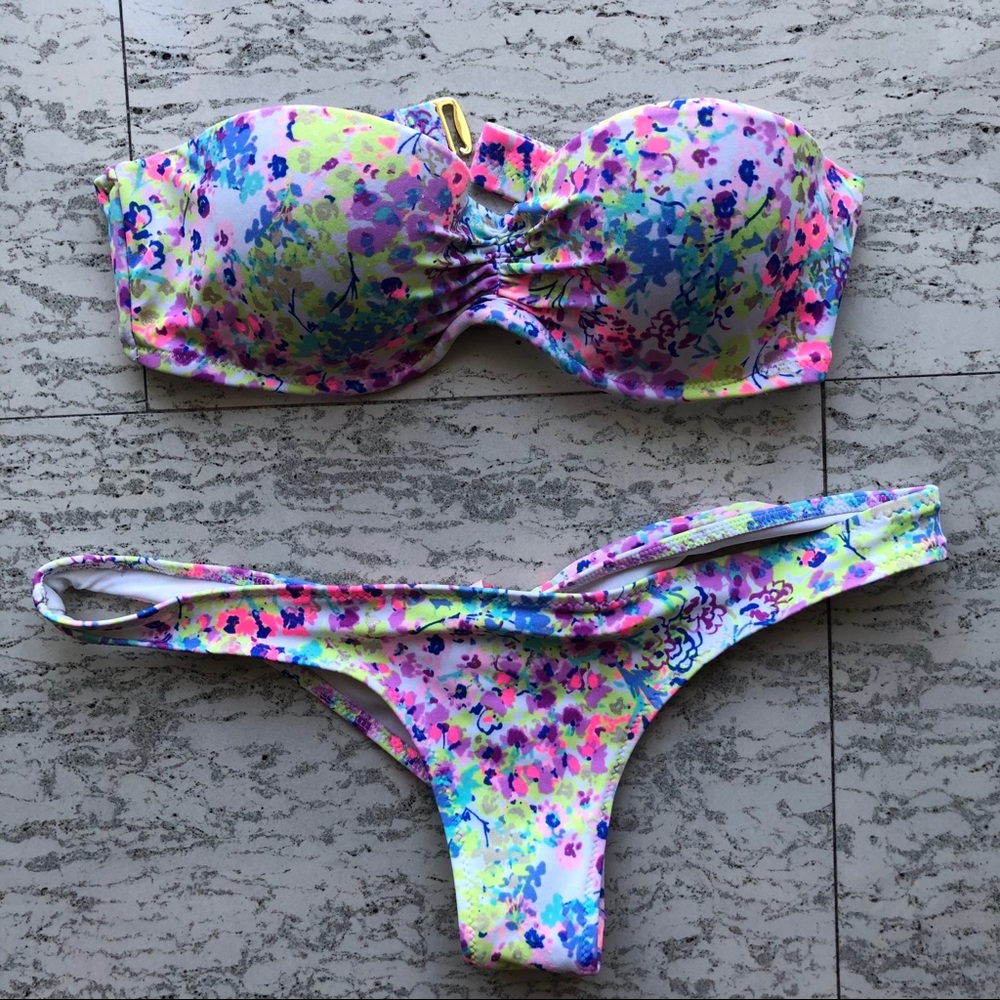Victoria Secret - White Floral Strapless Bikini